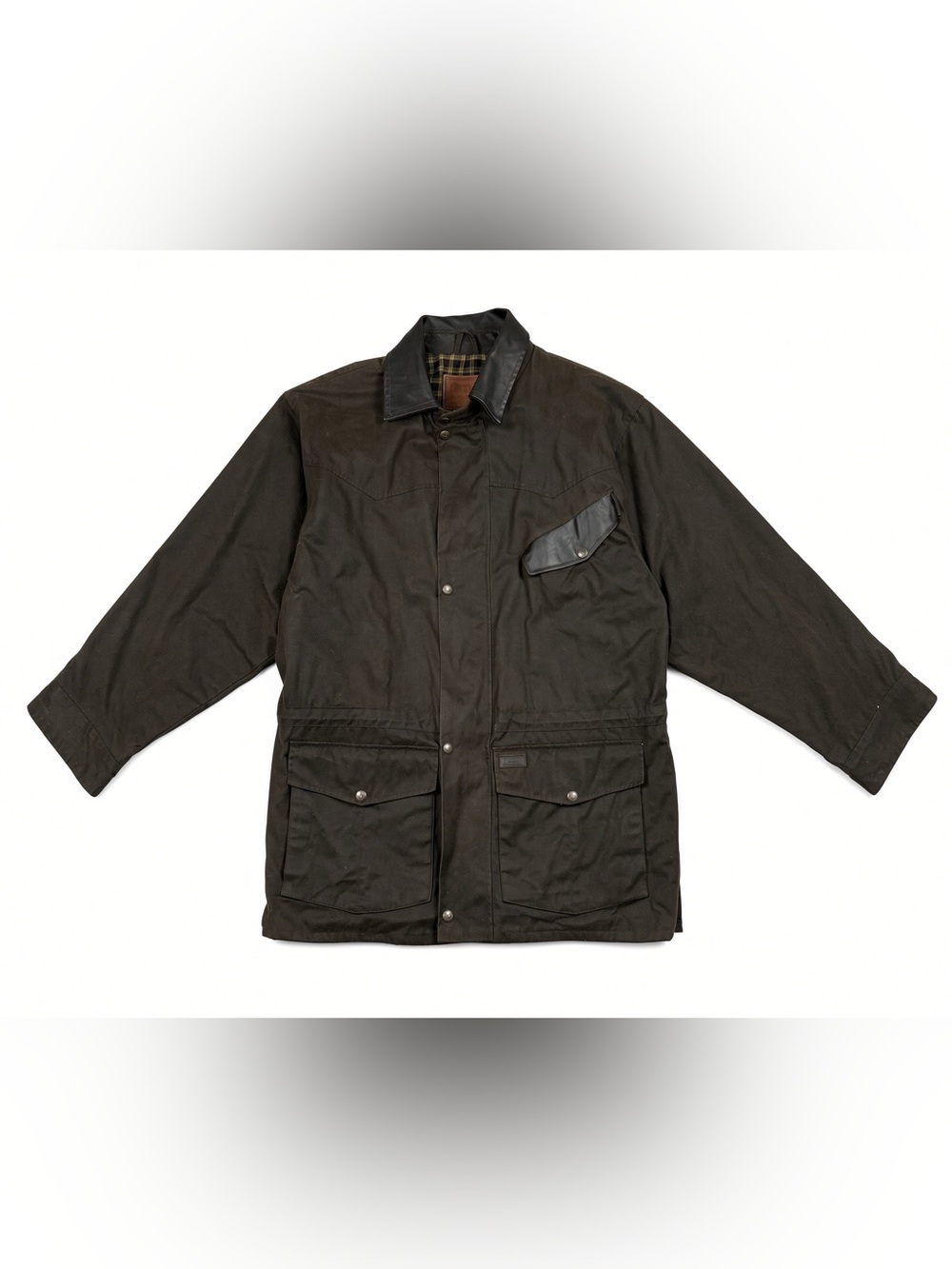 Outback Trading Co Waxed Oilskin Jacket Brown Collar L